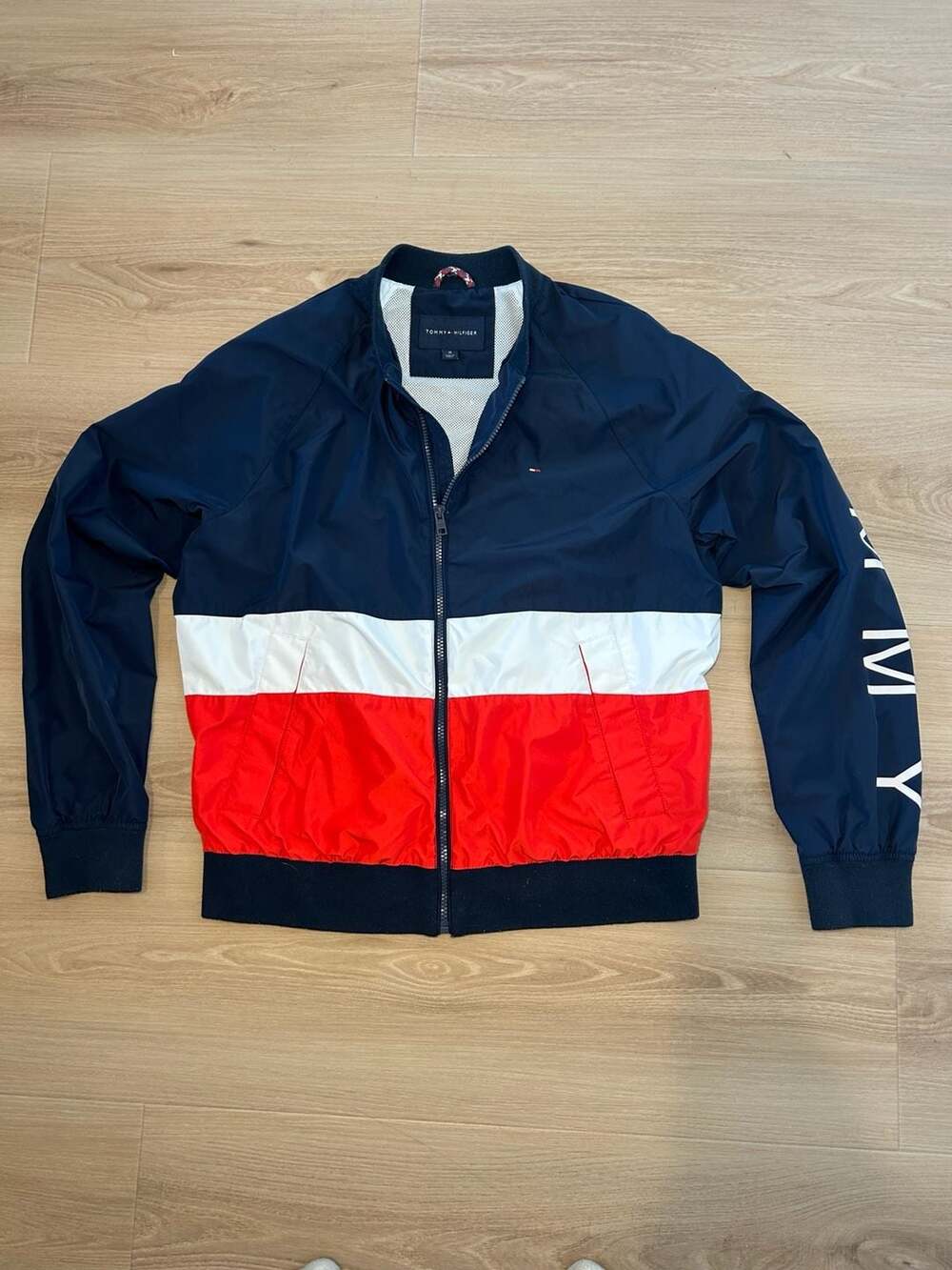 Tommy Hilfiger Bomber Jacket Size M Navy White Red Colorblock